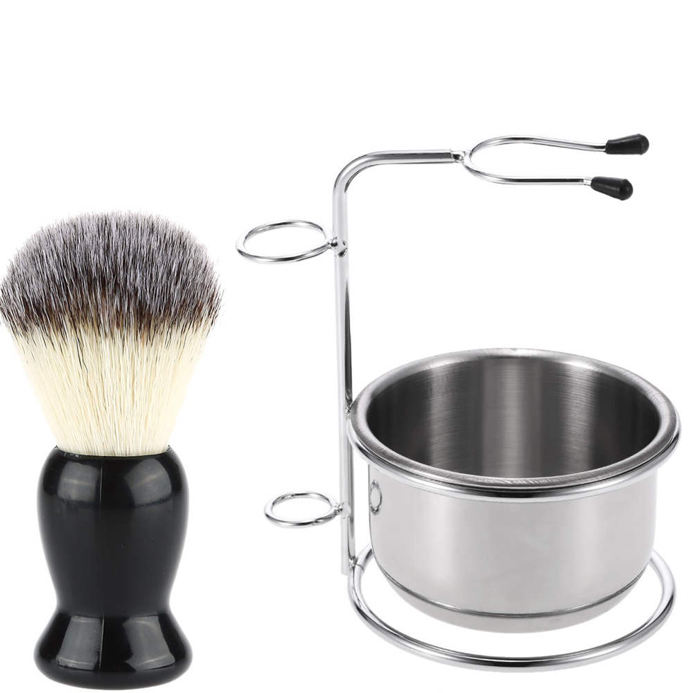 Men's Shaving Mug Bowl Brush Stand Holder Stainless Steel Male Beard Moustache Face Cleaning Soap Bowl Cup For Barber Salon Home