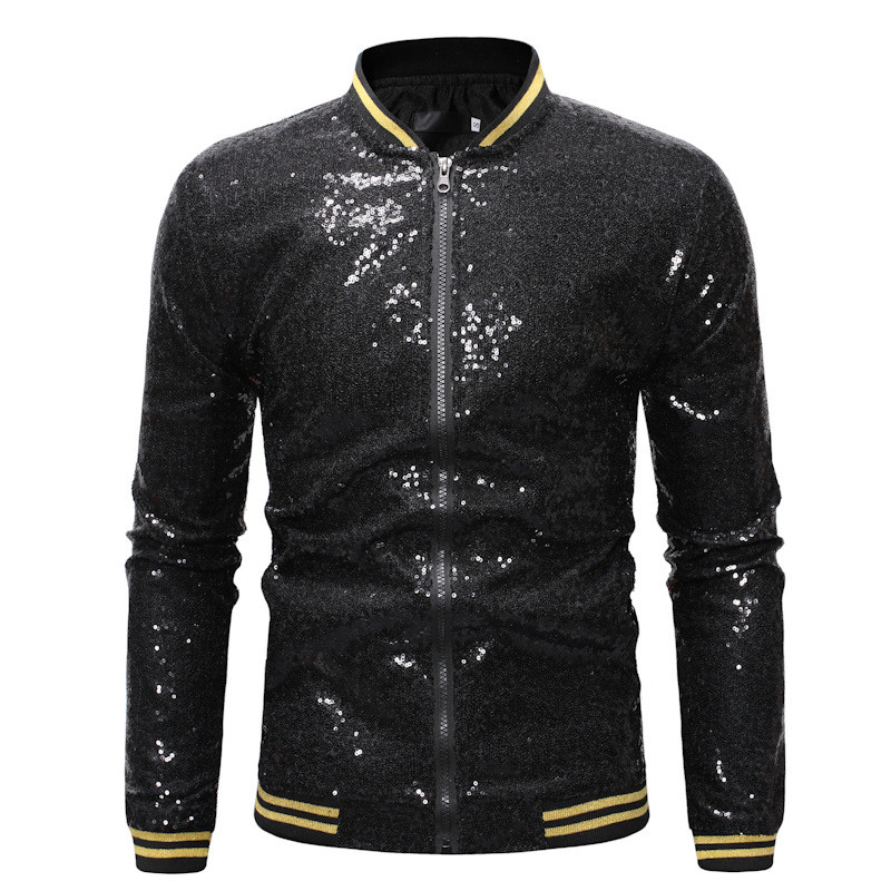 Royal Blue Sequin Nightclub Jacket Men 2019 Autumn New Streetwear Mens Sequins Jackets and Coats Baseball Bomber Jacket Male