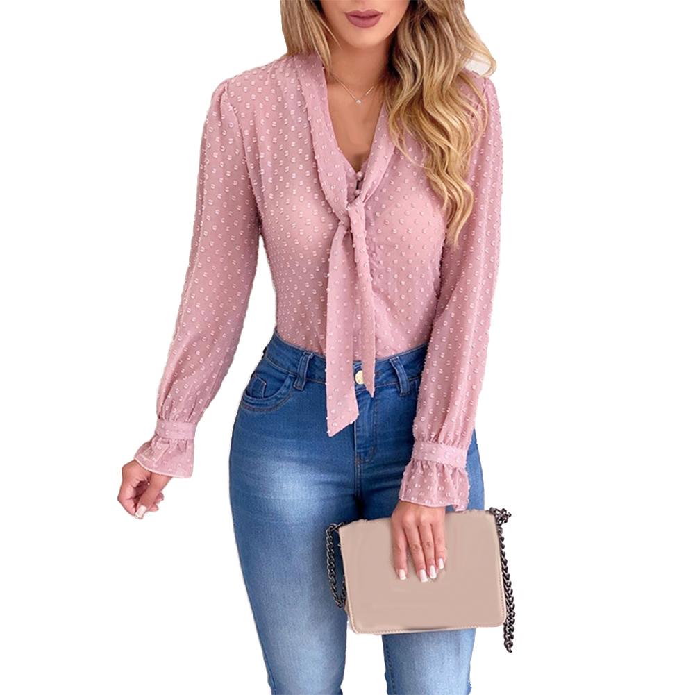 Fashion Spring Summer Office Elegant Lady Clothing Polka Dot Necktie V Neck Long Sleeve Buttons Blouse Top Shirts, Black
Fashion Spring Summer Office Elegant Lady Clothing Polka Dot Necktie V Neck Long Sleeve Buttons Blouse Top Shirts, Black