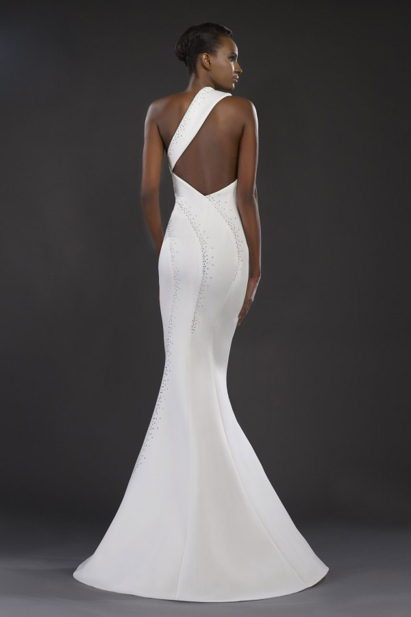 Elegant Janique Mermaid Mother of The Bride Dresses One Shoulder Hollow Crystal Plus Size Wedding Guest Dress Sweep Train Evening Gowns