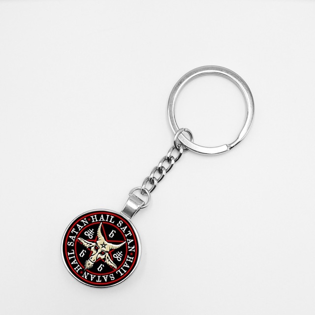 2019/ New Retro Silver Five-pointed Star Keychain Red Goat Head Glass Dome Pendant Baphomet Key Ring Gothic Jewelry
2019/ New Retro Silver Five-pointed Star Keychain Red Goat Head Glass Dome Pendant Baphomet Key Ring Gothic Jewelry