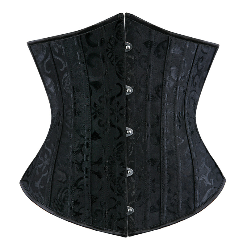 Women Corsets Jacquard/Satin Plus Size XXS-6XL 26pcs Spiral Steel Boned Lace up Underbust Corset Shaper Fashion Slimming Corselete Waist Cincher