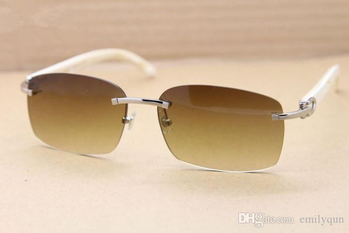 Famous Brand Designer Sunglasses White Buffalo Horn Glasses Brown Gray Lens Eyewear Women Men Rimless Sun Glasses Larger Fashion Eyeglasses with Original Case
Famous Brand Designer Sunglasses White Buffalo Horn Glasses Brown Gray Lens Eyewear Women Men Rimless Sun Glasses Larger Fashion Eyeglasses with Original Case