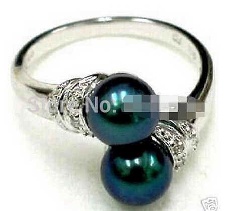 +++903 charm Black shell Pearl Ring size 6-9