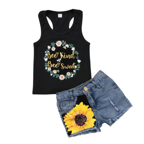 Baby Girl Sunflower Clothes Outfits Kids T-shirt Tops +Denim Jeans Pants Shorts Set, White
Baby Girl Sunflower Clothes Outfits Kids T-shirt Tops +Denim Jeans Pants Shorts Set, White