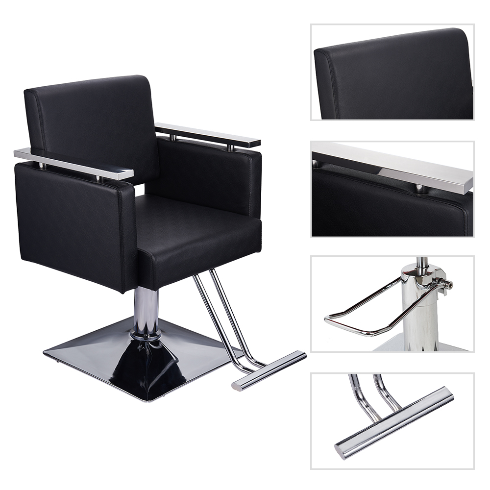 Square Base Boutique Hair Salon Special Hairdressing Chair Beauty Chair Black