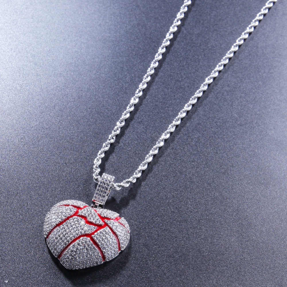 Men Hip Hop iced out bling Broke Heart Pendant Necklaces pave setting Zircon Fashion popular Charm Necklace Hiphop jewelry gifts