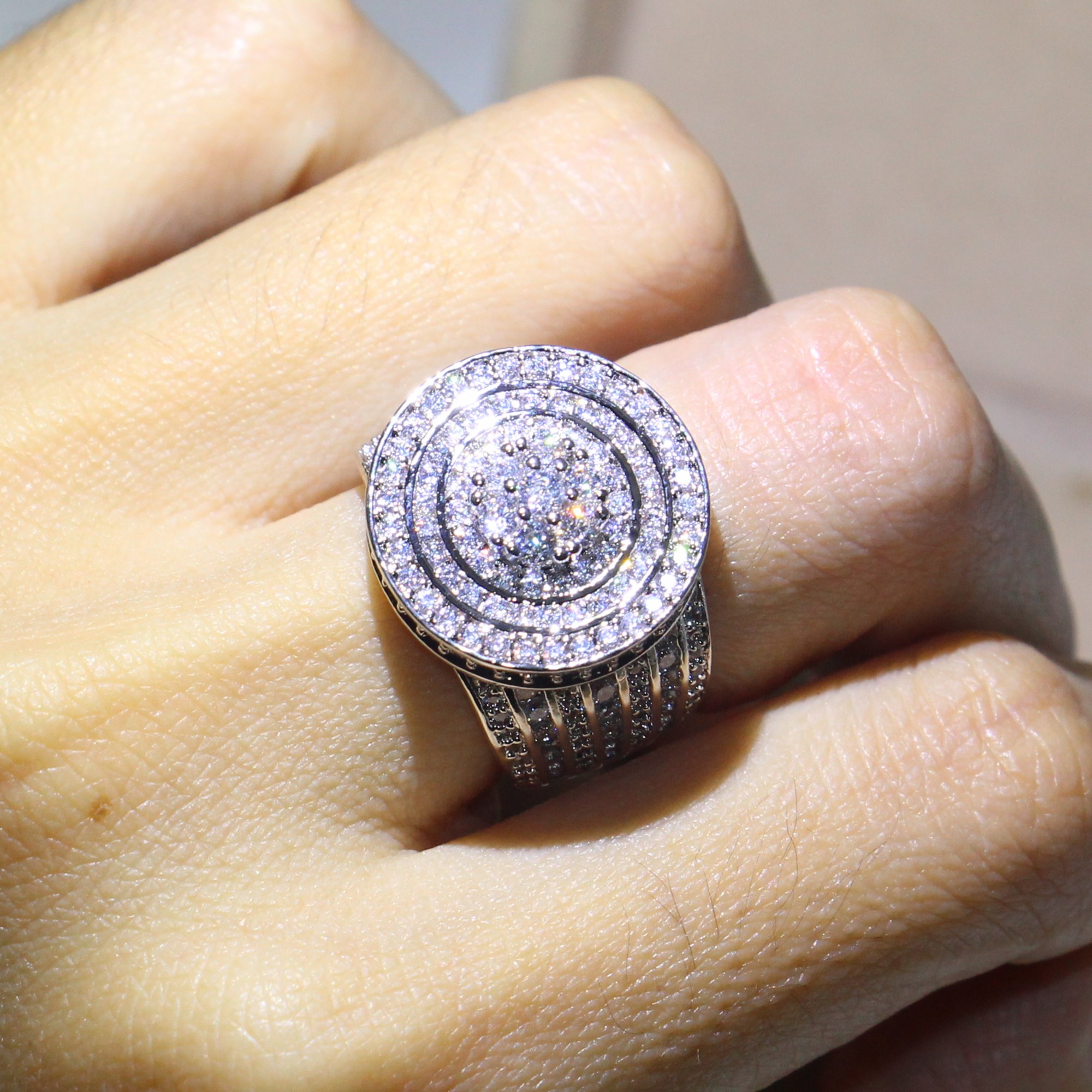 Luxury Jewelry 925 Sterling Silver Full White Sapphire Pave CZ Diamond Eternity Promise Women Wedding Engagement Finger Ring for Lover Gift
