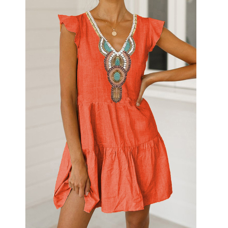 2019 Women Boho Floral Short Dress Party Bohemian Beach Mini Dress Sleeveless V Neck Holiday Sundress Vestidos Dropshipping, Blue
2019 Women Boho Floral Short Dress Party Bohemian Beach Mini Dress Sleeveless V Neck Holiday Sundress Vestidos Dropshipping, Blue