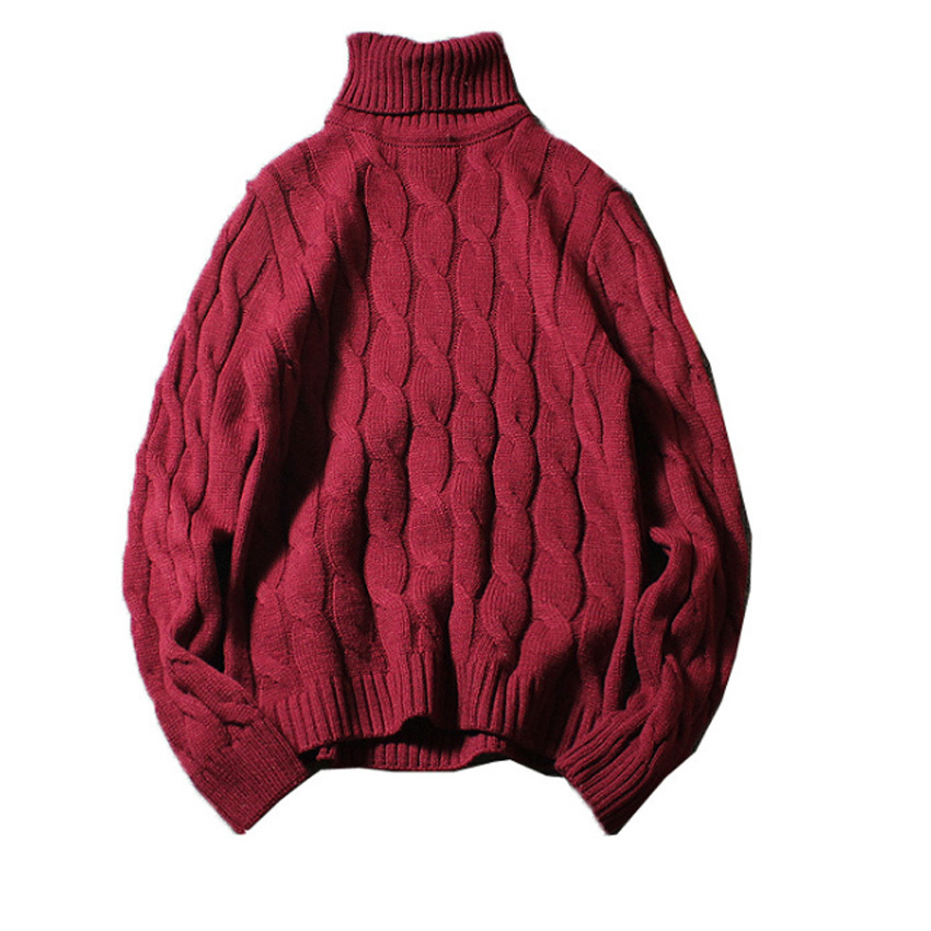 5XL Plus Size Sweater Men Turtleneck Thick Warm Mens Sweaters Wool Pullover High Turtle Neck Casual Male Sweter Pull Homme Black T191218