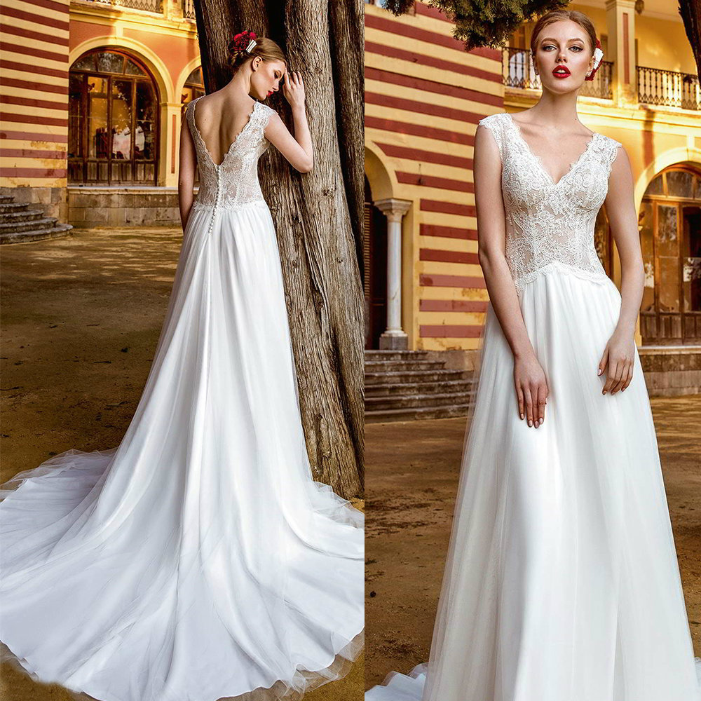 2020 Bohemian Wedding Dresses V Neck Sleeveless Lace Appliques Bridal Gowns Custom Made Backless Sweep Train A-Line Wedding Dress, Silver
2020 Bohemian Wedding Dresses V Neck Sleeveless Lace Appliques Bridal Gowns Custom Made Backless Sweep Train A-Line Wedding Dress, Silver