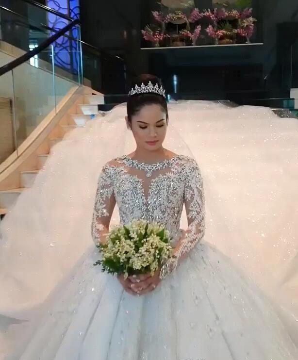 Princess Handmade Wedding Dresses Muslim Long Sleeves Gowns Formal Bride Bridal Plus Size Custom Made