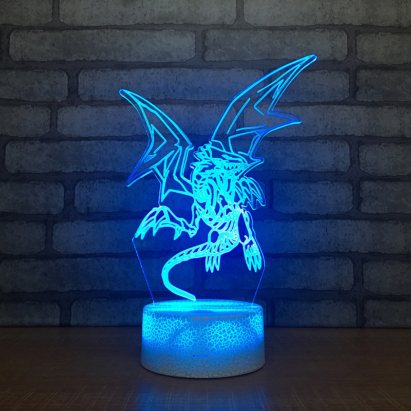 Yu Gi Oh Blue-Eyes White Dragon 3D Table Lamp Touch Control 7 Colors Changing Acrylic Night Light USB Decorative Kids Gifts