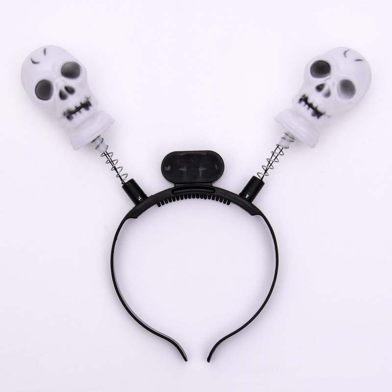 Halloween Headbands Hair Band Glowing Skull Hat Funny Cosplay Costume Decoration Props Plastic Headwear Party Dressup Ornaments