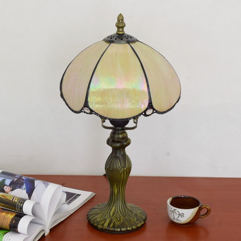 Tiffany stained glass table lamps for living room E27 European simple retro yellow lamp TF075