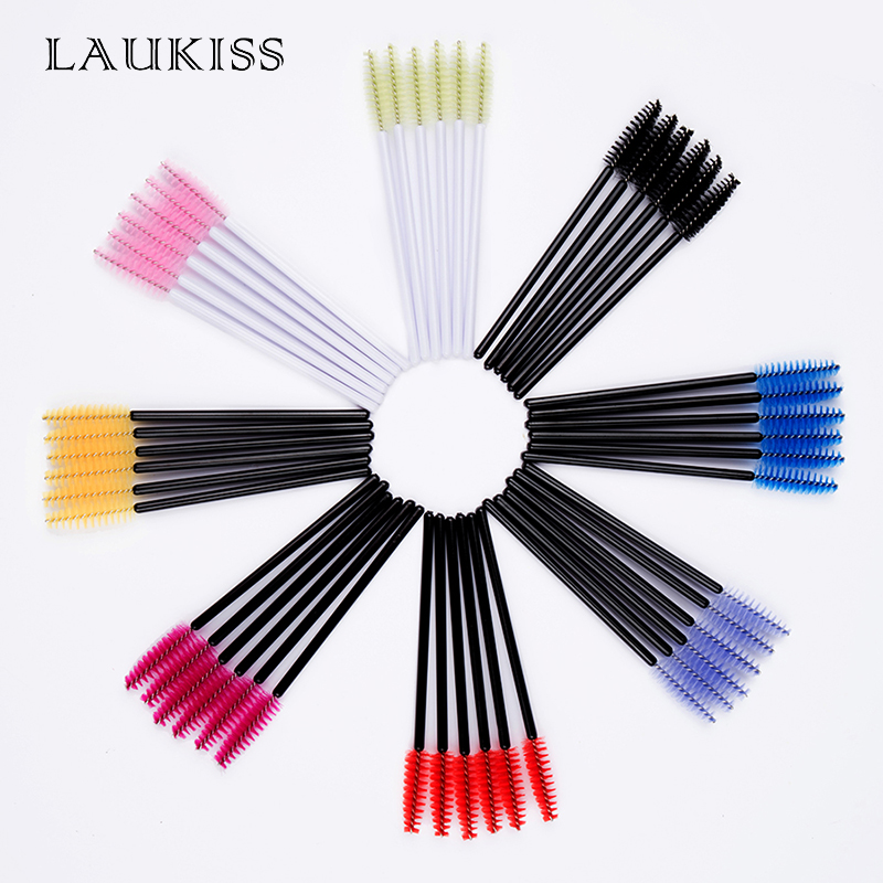50Pcs/Pack Disposable Eyelashes Brushes Mascara Wands Applicator Wand Brushes Eyelash Comb Spoolers Makeup Tools LAUKISS