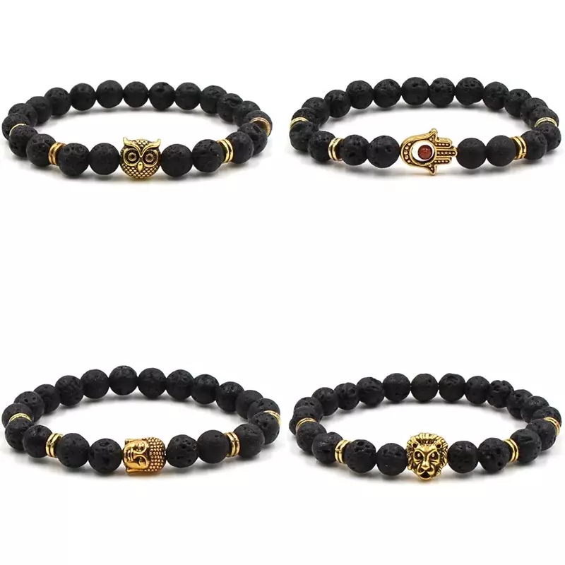 Unisex Casual Fashion Lava Rock Beads Bracelet Owl Buddha Lion Hand Bracelets 8mm Alloy Natural Stone Bangles For Women & Men Gift
Unisex Casual Fashion Lava Rock Beads Bracelet Owl Buddha Lion Hand Bracelets 8mm Alloy Natural Stone Bangles For Women & Men Gift