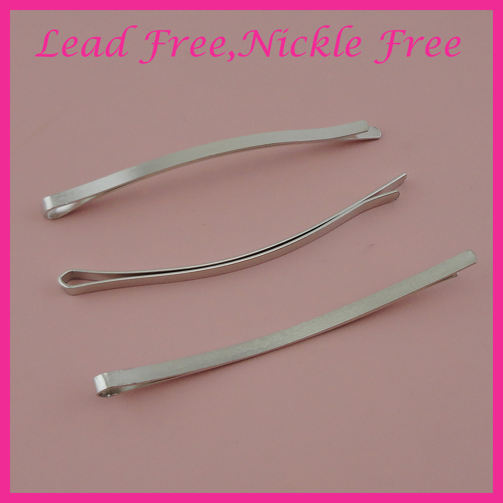 20PCS Silver 4mm*8.5cm 3.35" Plain Arched flat Metal Bobby Pins Hair slides for women nickle free lead Metal hair barrettes pins slide clips