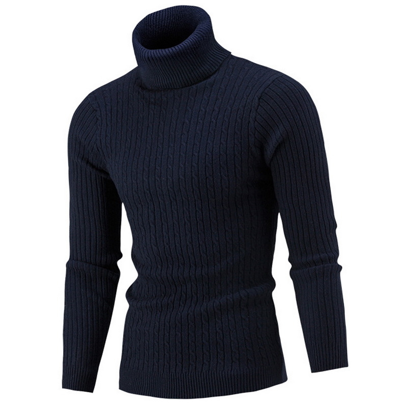 HEFLASHOR Spring Warm Turtleneck Sweater Men Fashion Solid Knitted Mens Sweaters 2019 Casual Male Double Collar Slim Pullover V191118