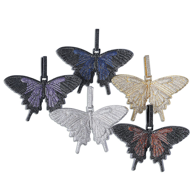 Creative Personality Romantic Butterfly Shape Pendant Necklace Diamonds Bling 18K Gold Plated