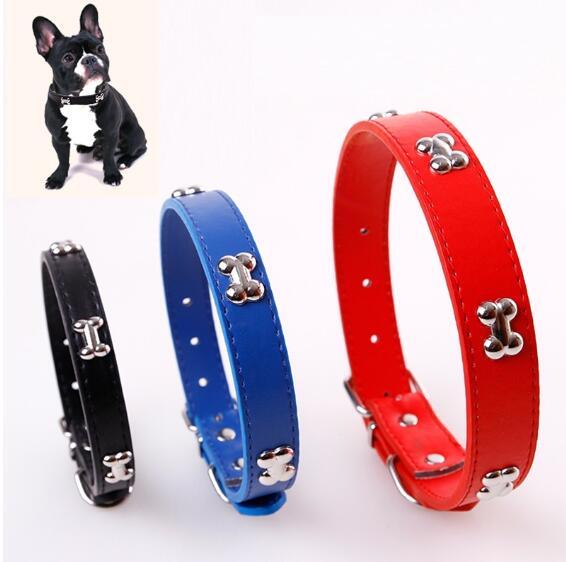 Bone Leather Durable Pet Dog Collar Pet Supplies Accessories Neck Strap Collar For Dog Puppy Pug Collars For Small Large Dogs GA655