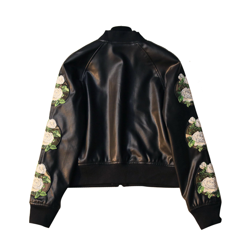 2019 New Women fashion Elegant women' PU leather jacket Leisure loose embroidered large size short coat cc849, Black
2019 New Women fashion Elegant women' PU leather jacket Leisure loose embroidered large size short coat cc849, Black