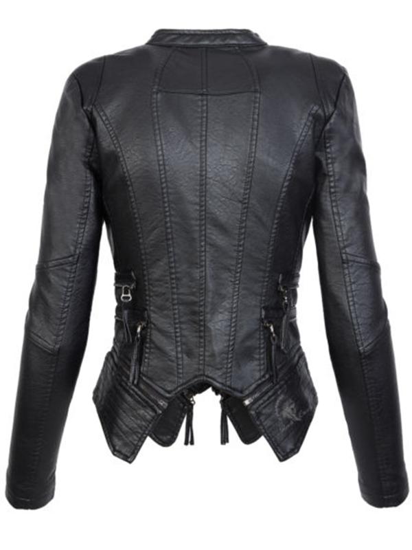 Gothic faux leather PU Jacket Women Winter Autumn Fashion Motorcycle Jacket Black faux leather coats Outerwear 2018 Coat HOT