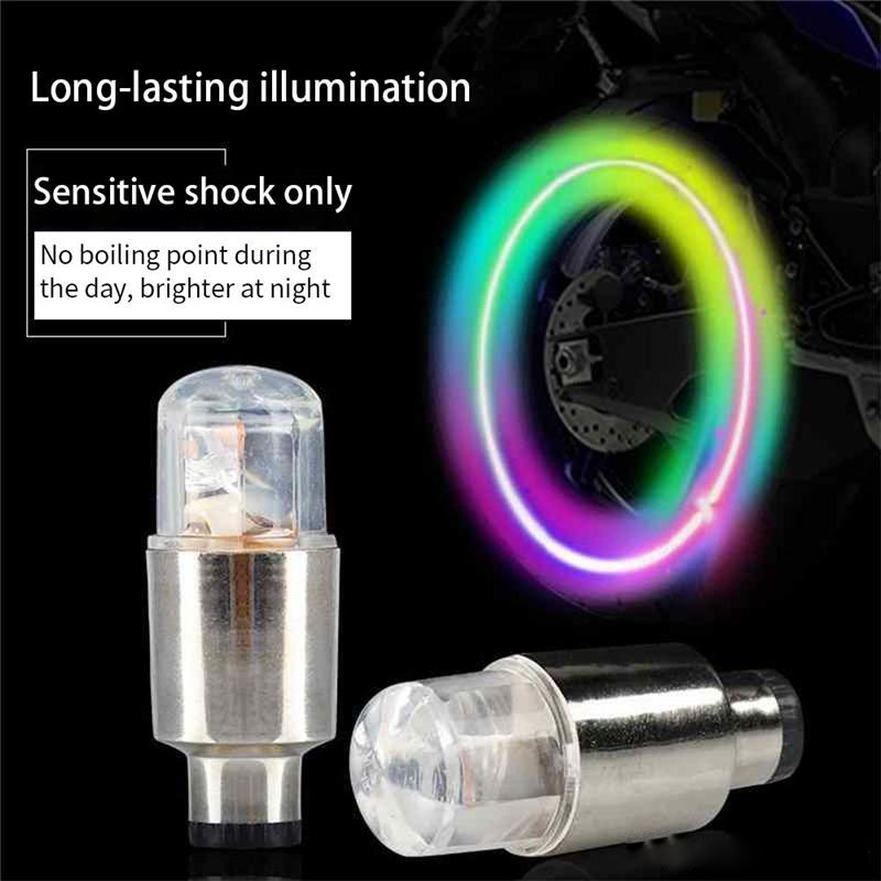 Flash Tyre Wheel Cap LED Light Gas Nozzle Lamp Neon Wheel Tyre Tire Valve Flashlight great for Bike Bicycle Motorcycle