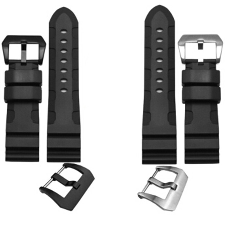 Rubber Band For Panerai Watch Silicone Strap Wrist Watchbands Black 2426mm