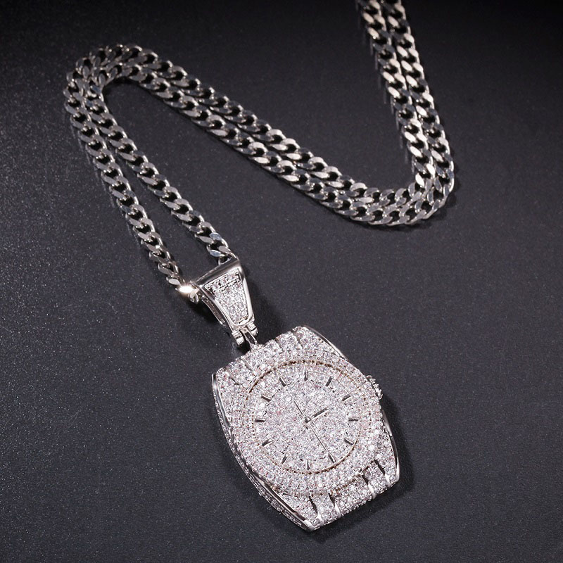 Fashion-r Dial Pendant Necklace Mens Hip Hop Necklace Jewelry New Fashion Watch Pendant Necklaces With Gold Cuban Chain