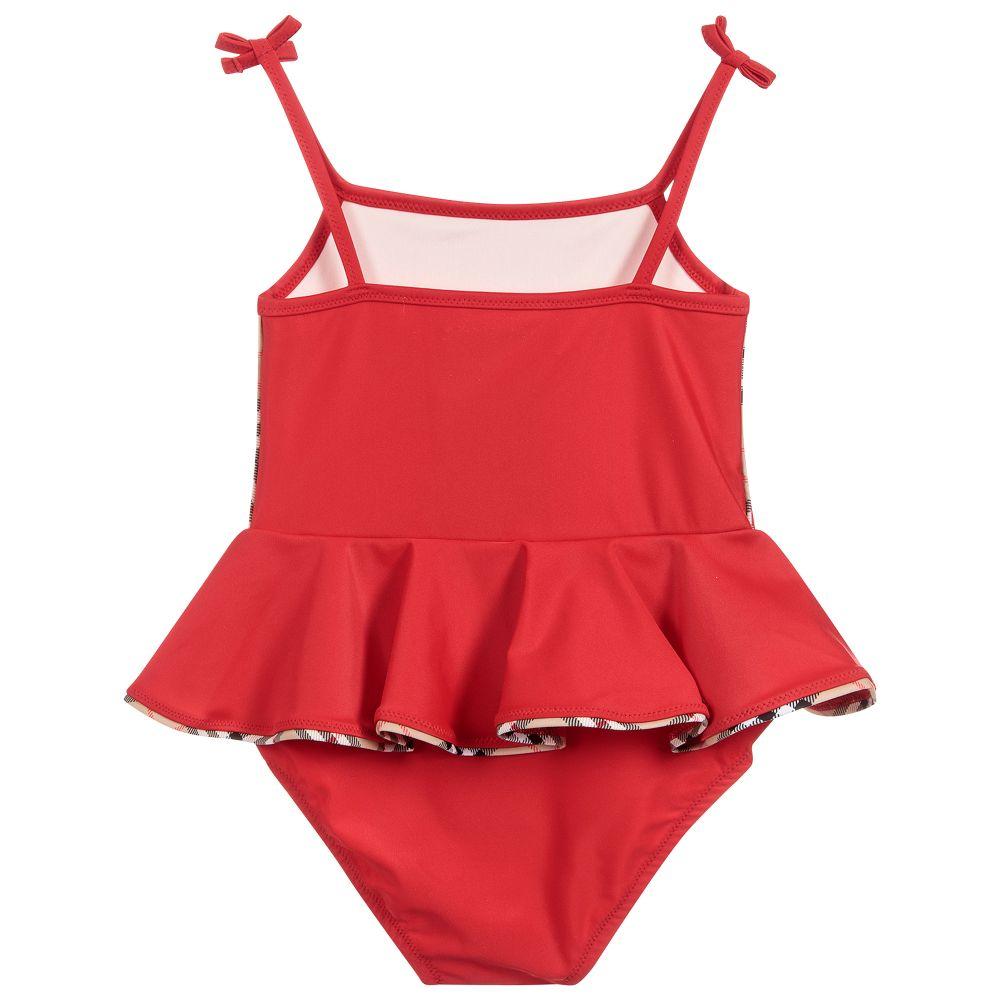 Summer Fashion Girls Swimwear Baby One Piece Swimsuit Kids Clothing Plaid Children Clothes 90-150cm