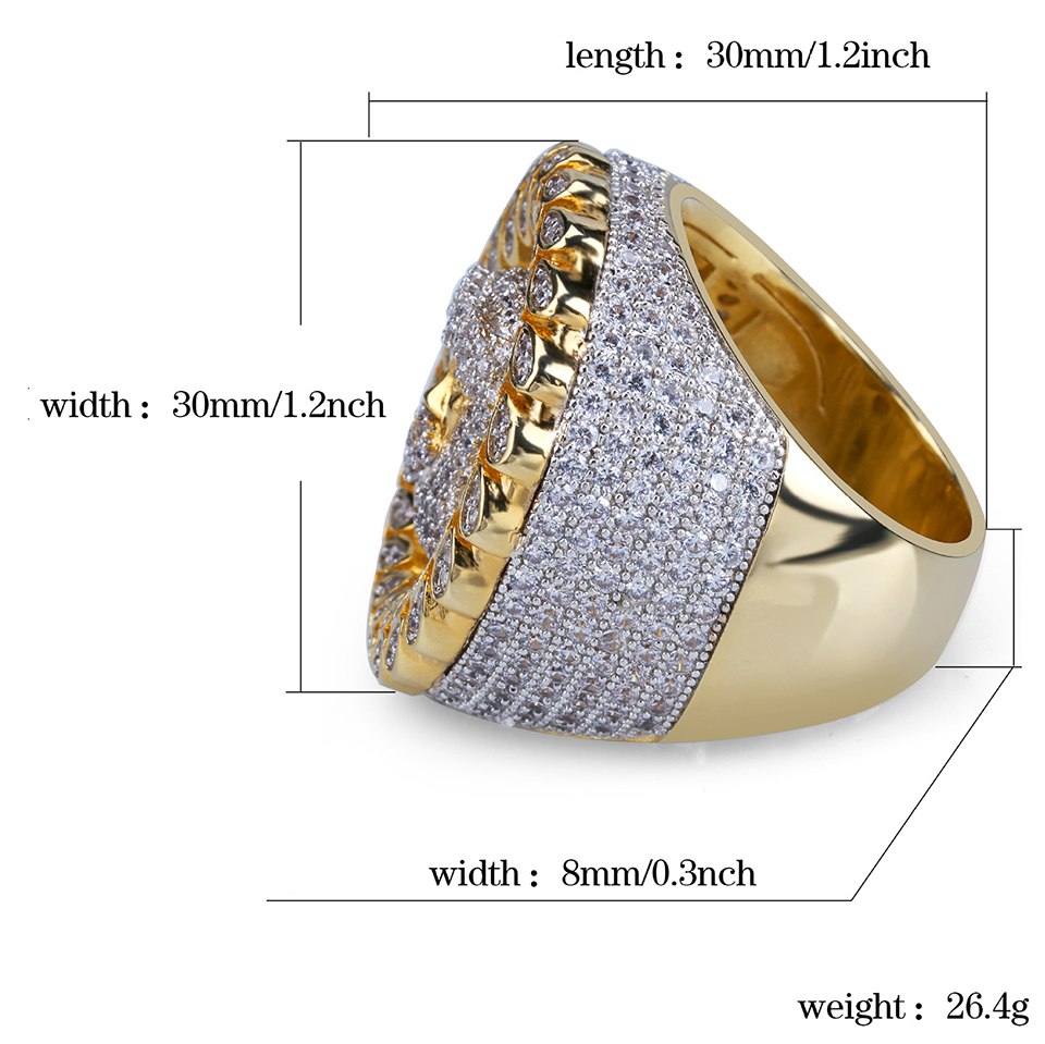 18K Gold Plated Cubic Zirconia Mens Jesus Portrait Christian Prayer Gesture Ring Hip Hop Diamond Jewelry Gifts for Men Wholesale for Sale