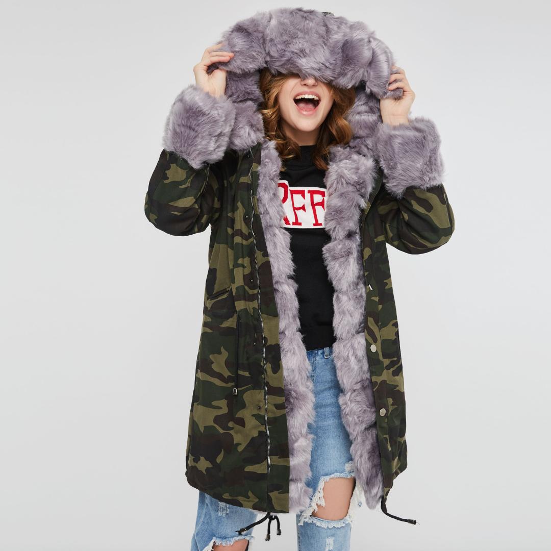 2019 Winter Green Camouflage Casual Coat Jacket Women' Hooded Warm Parkas Slim Long Winter Drawstring Lace Up Fur Collar Coats, Black
2019 Winter Green Camouflage Casual Coat Jacket Women' Hooded Warm Parkas Slim Long Winter Drawstring Lace Up Fur Collar Coats, Black