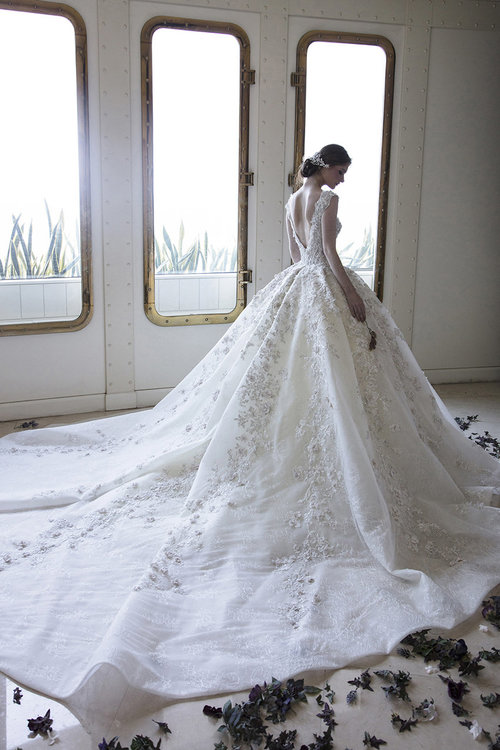 Ziad Nakad Vintage Wedding Dresses 2019 Luxury 3D Floral Appliques Ball Gown Backless Wedding Dress with Beads Custom Made Sexy Bridal Gowns