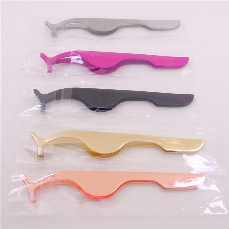 Tamax 1pc False Eyelash curler Tweezers Fake Eye Lash Extension Applicator Nipper Auxiliary Clip Clamp Makeup Tools