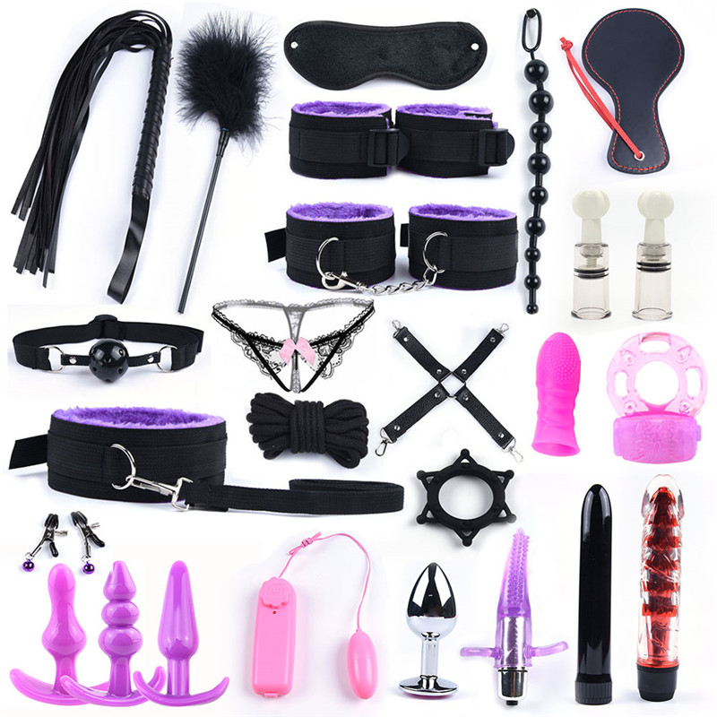 25pcs / set Femmes Sex Toys Pinces Titiller main de Fouet Fessée Sex Silicone Anal Plug Métal Butt Set Bondage BDSM Vibrator Y191207