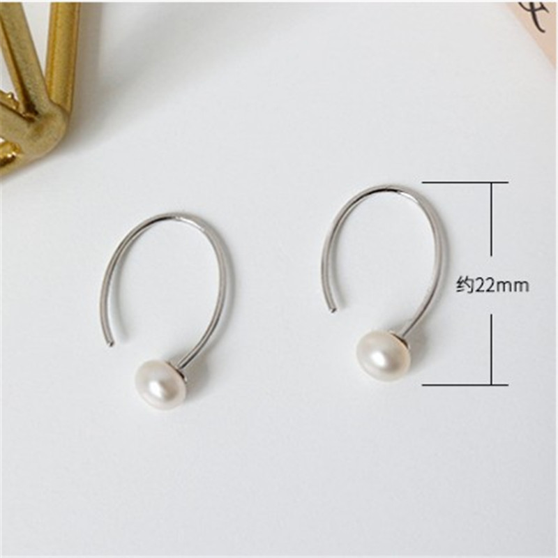 100% 925 Sterling Silver Hook Earring New Punk Style Natural Freshwater Pearl Stud Earring Women Piercing Earrings