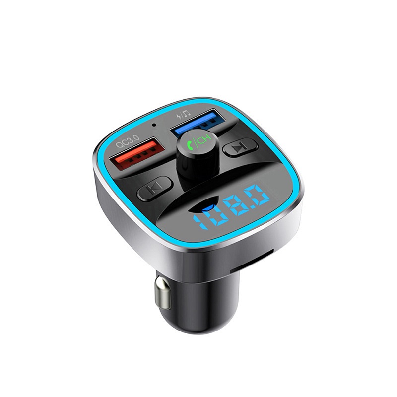 T25S Car FM Transmitter Auto Charger Bluetooth Handsfree Music Player Vehicle Radio Adapter Kit With Double USB QC 3.0 Fast Charging Ports