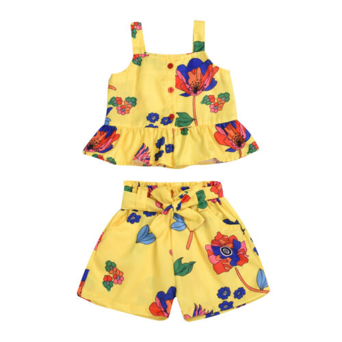 Cute Toddler Kid Baby Girl Clothes Summer Off Shoulder Flower Top Short Pants Outfit 2020 Streetwear 2Pcs Sets, Yellow
Cute Toddler Kid Baby Girl Clothes Summer Off Shoulder Flower Top Short Pants Outfit 2020 Streetwear 2Pcs Sets, Yellow