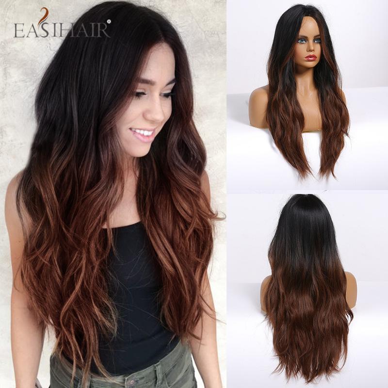 EASIHAIR Water Wave Ombre Black Brown Long Synthetic Wigs Female Middle Part Heat Resistant Wigs for Women African American, Lc283-1
EASIHAIR Water Wave Ombre Black Brown Long Synthetic Wigs Female Middle Part Heat Resistant Wigs for Women African American, Lc283-1
