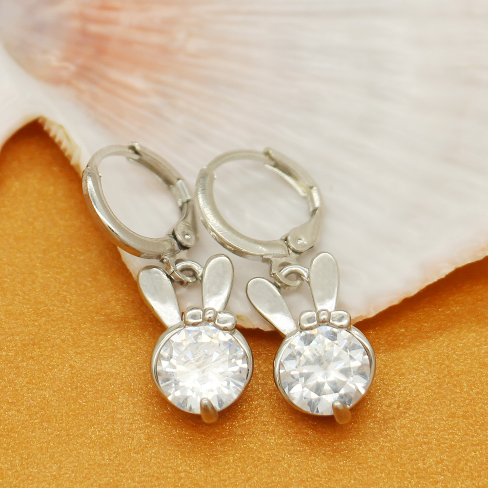 Hot Animal Style Bow Bow Rabbit Crystal Drop Earrings