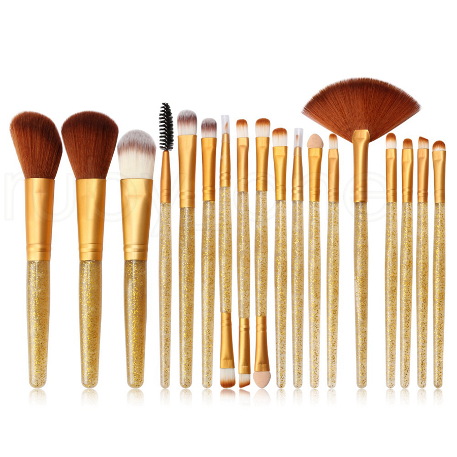Shiny Makeup Brush Set Professional Glitter Powder Eyeliner Eyelash Lip Foundation Brushes Set Make Up Tool Kit 18Pcs/set Juego De Brochas De Maquilla