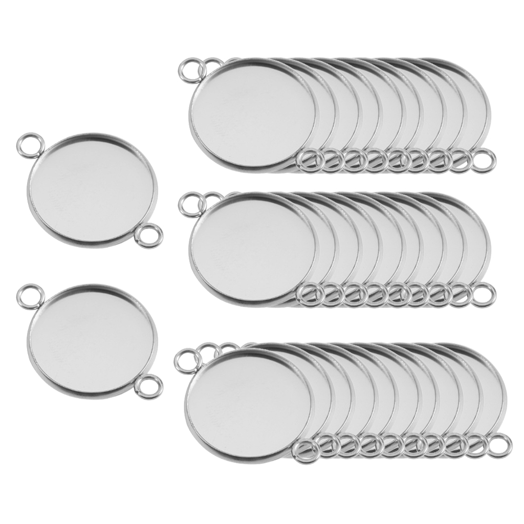 30 double holes bezel pendant trays cameo p jewelry findings connector links, Black
30 double holes bezel pendant trays cameo p jewelry findings connector links, Black