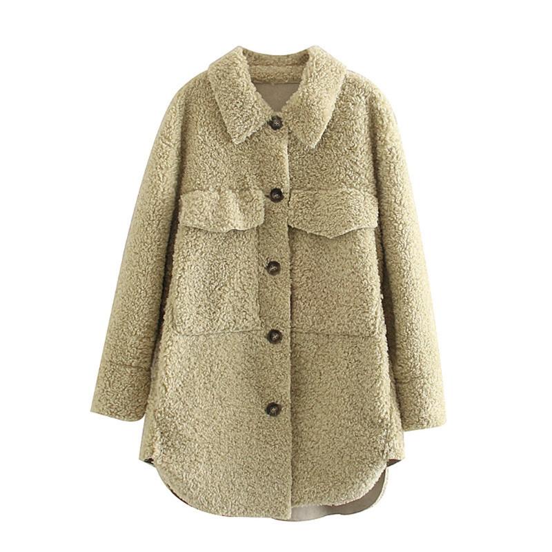 Autumn 2019 women's new loose warm shirt style casual long sleeve turned sheared Plush long tooling medium overcoat, Camel
Autumn 2019 women's new loose warm shirt style casual long sleeve turned sheared Plush long tooling medium overcoat, Camel
