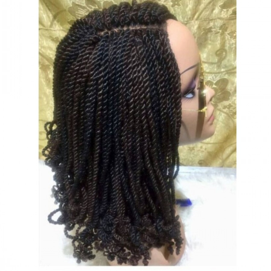 180density short kinky twist wig Black Brown Burgundy africa american Crochet Braids wig Synthetic Braiding lace front wig with baby hair