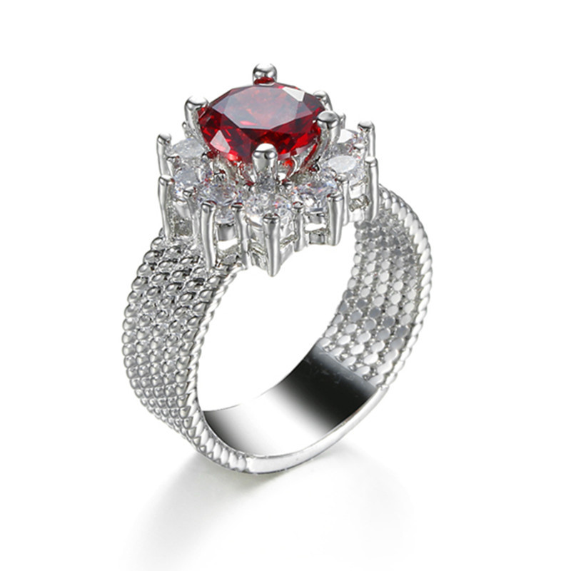 Elegance Silver Color Flower-Shape Round Red CZ Engagement Rings Fashion Jewelry Wedding Rings for Women Femme Anillos Mujer
Elegance Silver Color Flower-Shape Round Red CZ Engagement Rings Fashion Jewelry Wedding Rings for Women Femme Anillos Mujer