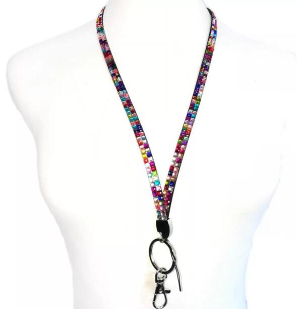 Candy Colors Rhinestone Neck Strap Crystal Lanyard With metal Clip Multi Color diamond Lanyard for iphone x 8 7 6 samsung cell pho