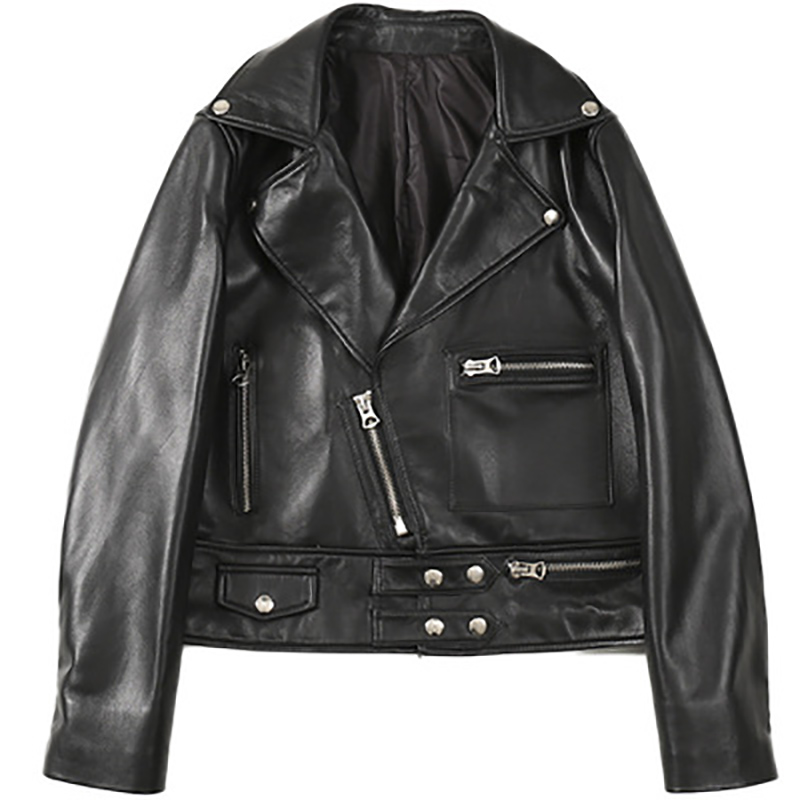 Genuine Leather 2020 spring new street leather women' sheepskin short personality zipper motorcycle jacket, Black
Genuine Leather 2020 spring new street leather women' sheepskin short personality zipper motorcycle jacket, Black