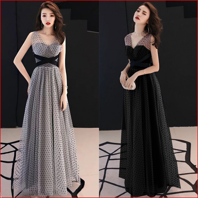 The new dress long elegant fair maiden temperament bowknot party dress party wave point, Black
The new dress long elegant fair maiden temperament bowknot party dress party wave point, Black