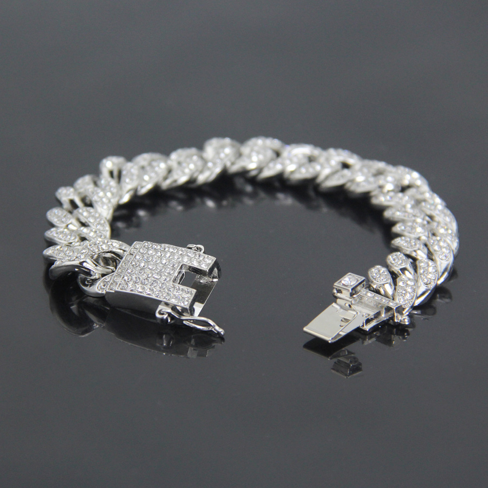 Hip Hop Iced Out Bling CZ Men Bracelet fashion 18 20cm long Miami Cuban Link bracelets male Hiphop jewelry gifts